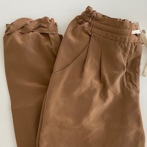 Aritzia wilfred tan marais silk pant sz 0 preowned
